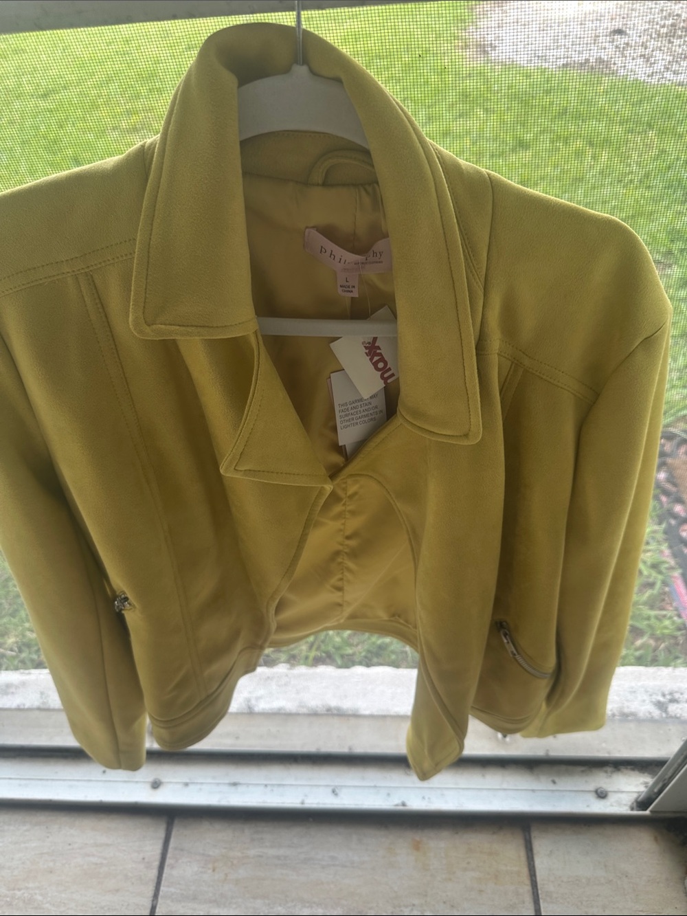 Philosophy Mustard Yellow Suede Cropped Jacket - Picture 3 of 4
